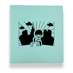 Superhero in the City Leather Binder - 1" - Teal (Personalized)
