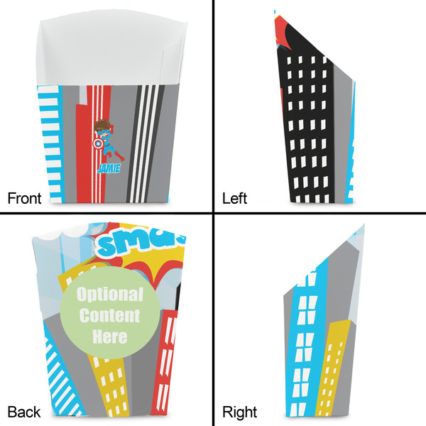 Superhero in the City French Fry Favor Box - Front & Back View