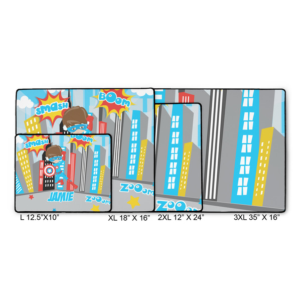 Superhero in the City Gaming Mats - SIZE CHART