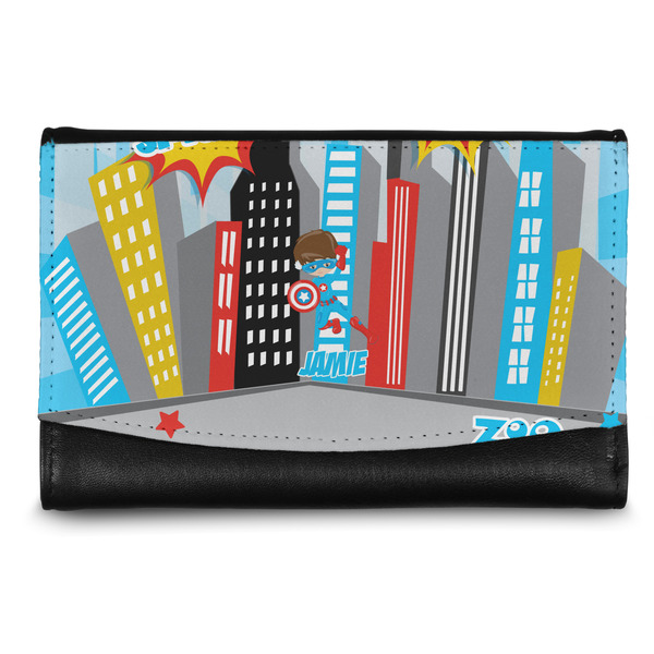 Custom Superhero in the City Genuine Leather Women's Wallet - Small (Personalized)