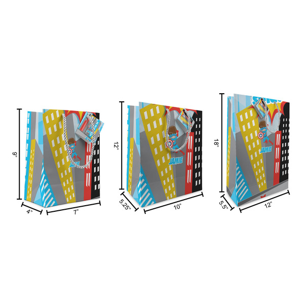 Superhero in the City Gift Bags - All Sizes - Dimensions