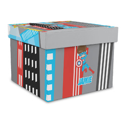 Superhero in the City Gift Box with Lid - Canvas Wrapped - Large (Personalized)