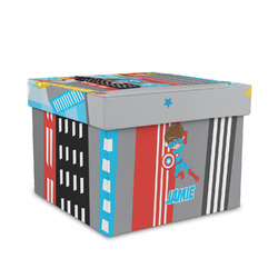 Superhero in the City Gift Box with Lid - Canvas Wrapped - Medium (Personalized)
