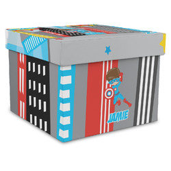 Superhero in the City Gift Box with Lid - Canvas Wrapped - X-Large (Personalized)