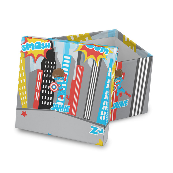 Custom Superhero in the City Gift Box with Lid - Canvas Wrapped (Personalized)