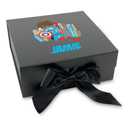 Superhero in the City Gift Box with Magnetic Lid - Black (Personalized)
