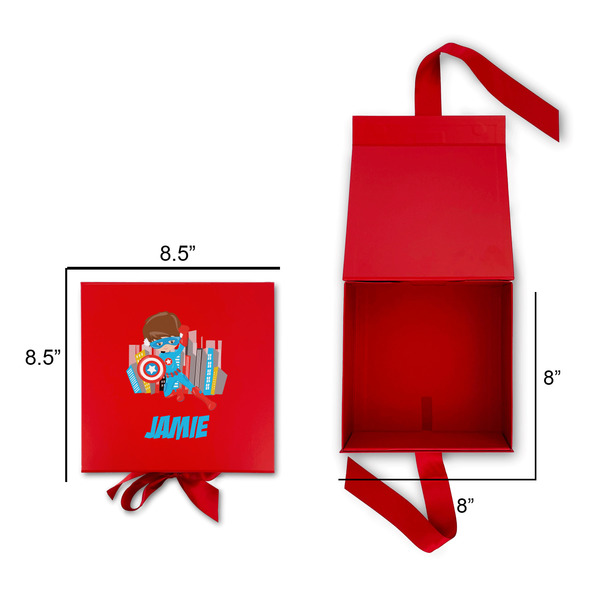 Superhero in the City Gift Boxes with Magnetic Lid - Red - Open & Closed