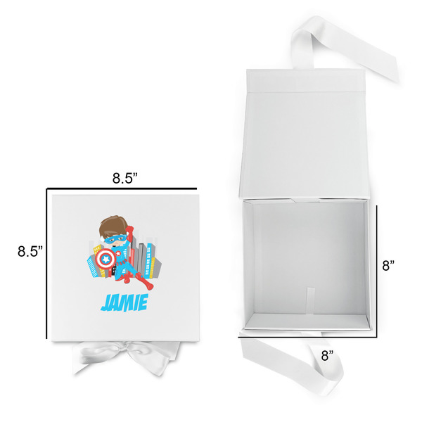Superhero in the City Gift Boxes with Magnetic Lid - White - Open & Closed