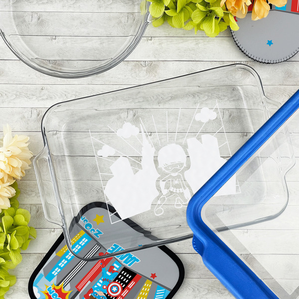 Superhero in the City Glass Baking Dish - LIFESTYLE (13x9)