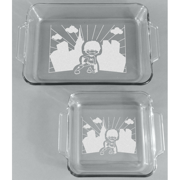 Superhero in the City Glass Baking Dish Set - FRONT