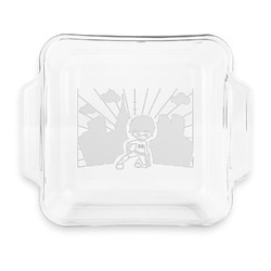 Superhero in the City Glass Cake Dish with Truefit Lid - 8in x 8in