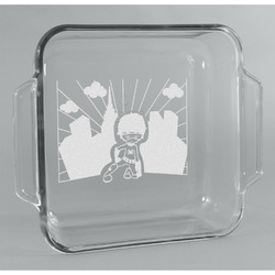 Superhero in the City Glass Cake Dish - 8in x 8in
