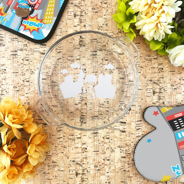 Superhero in the City Glass Pie Dish - LIFESTYLE
