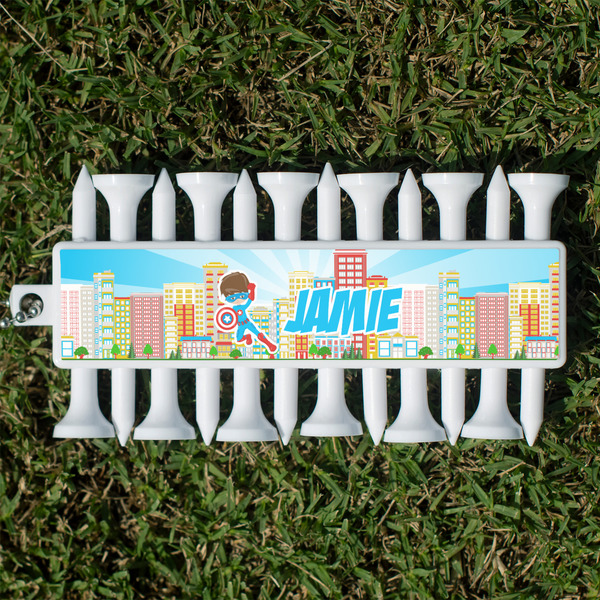 Custom Superhero in the City Golf Tees & Ball Markers Set (Personalized)
