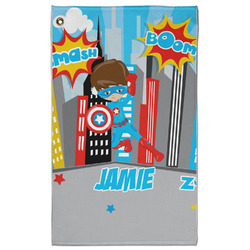 Superhero in the City Golf Towel - Poly-Cotton Blend w/ Name or Text
