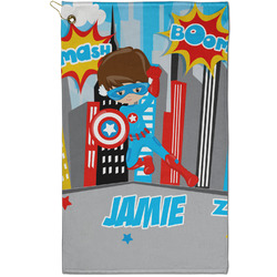 Superhero in the City Golf Towel - Poly-Cotton Blend - Small w/ Name or Text