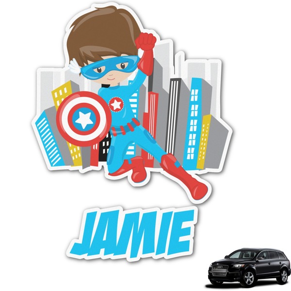 Custom Superhero in the City Graphic Car Decal (Personalized)