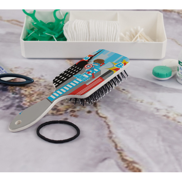 Superhero in the City Hair Brush - In Bathroom