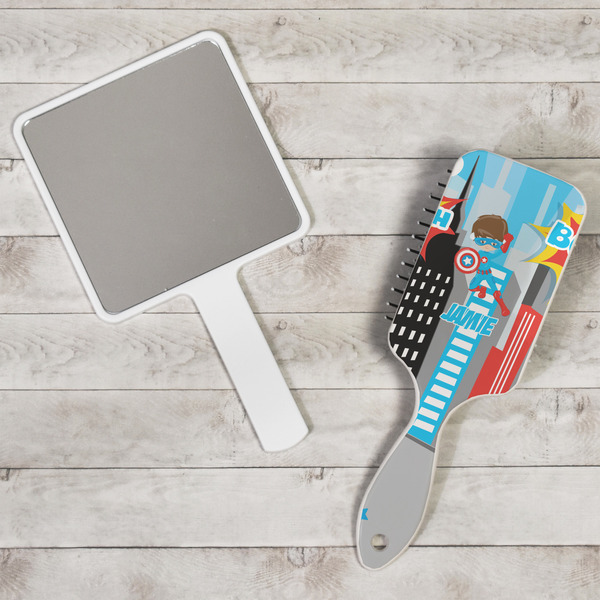 Superhero in the City Hair Brush - In Context