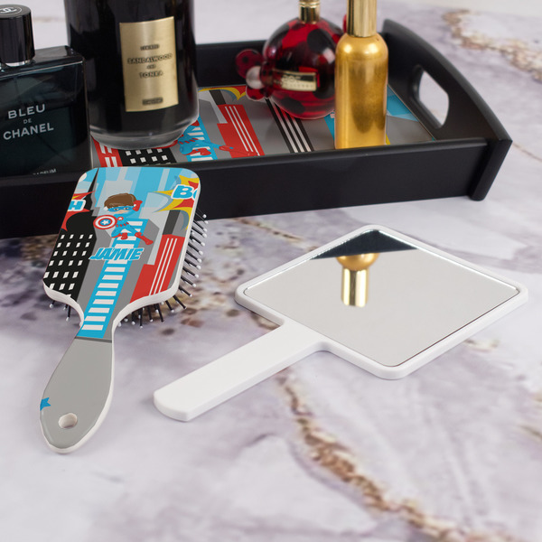 Superhero in the City Hair Brush - With Hand Mirror