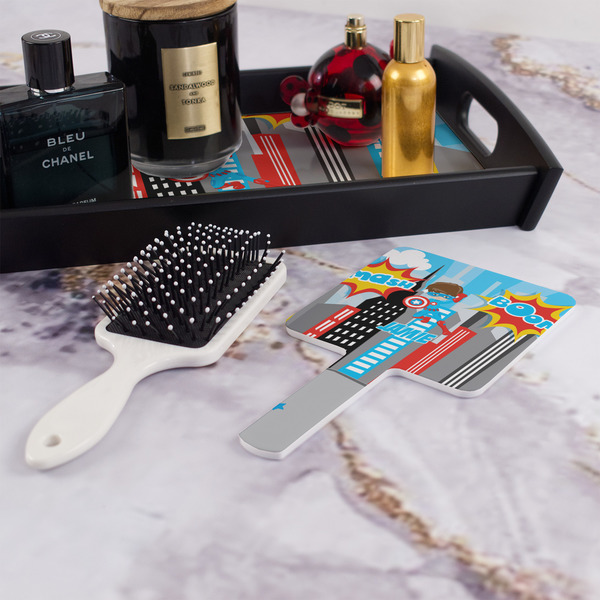 Superhero in the City Hand Mirror - With Hair Brush