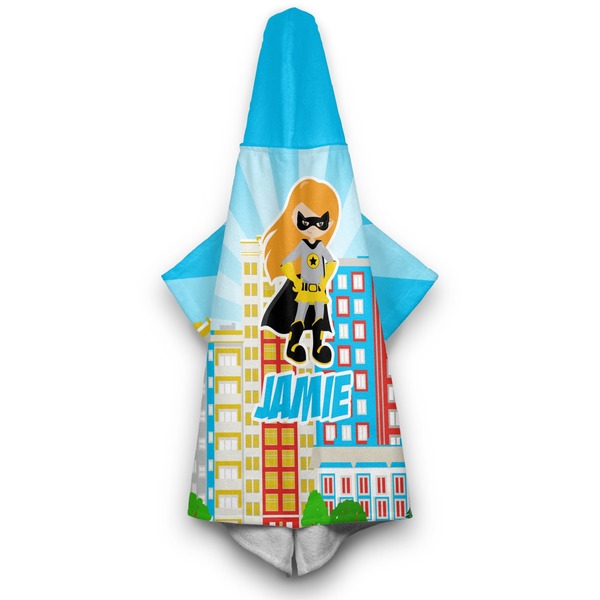 Superhero in the City Hooded Towel - Hanging