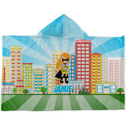 Superhero in the City Kids Hooded Towel (Personalized)