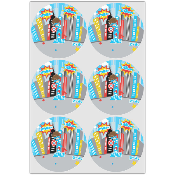 Superhero in the City Icing Circle - Large - Set of 6