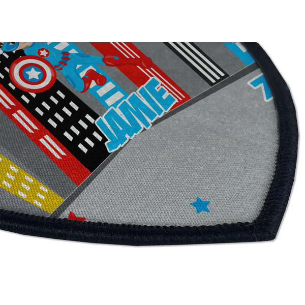 Superhero in the City Iron on Shield 3 Detail