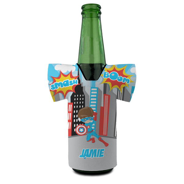 Superhero in the City Jersey Bottle Cooler - FRONT (on bottle)