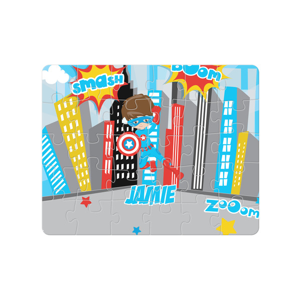 Custom Superhero in the City 30 pc Jigsaw Puzzle (Personalized)