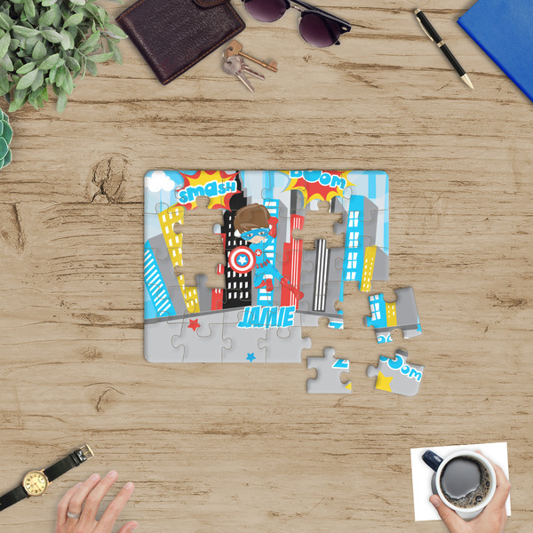Superhero in the City Jigsaw Puzzle 30 Piece - In Context
