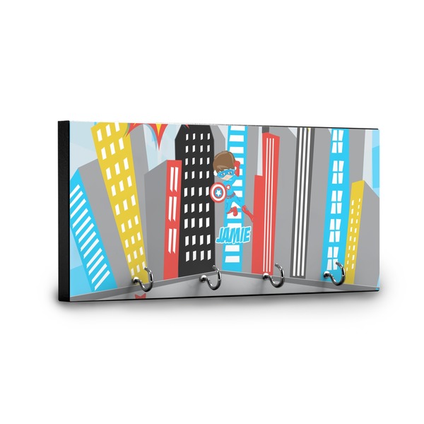 Superhero in the City Key Hanger - Front View with Hooks