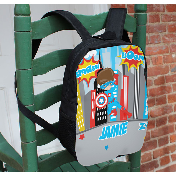 Superhero in the City Kids Backpack - In Context