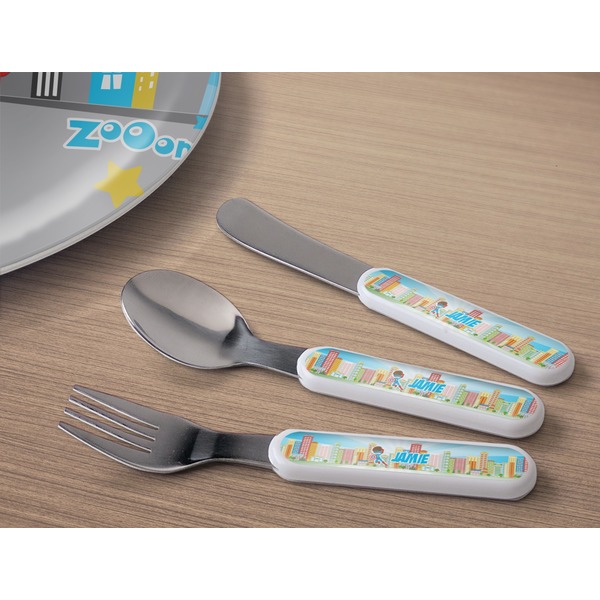 Superhero in the City Kids Flatware w/ Plate