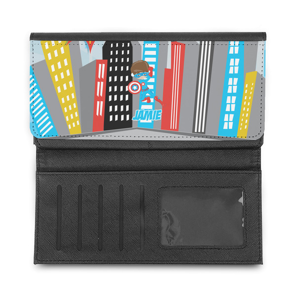 Superhero in the City Ladies Wallet - Half Way Open