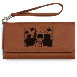 Superhero in the City Ladies Leatherette Wallet - Laser Engraved
