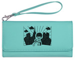 Superhero in the City Ladies Leatherette Wallet - Laser Engraved- Teal