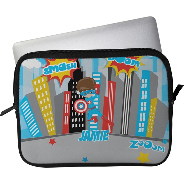 Custom Superhero in the City Laptop Sleeve / Case - 13" (Personalized)