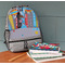 Superhero in the City Large Backpack - Gray - On Desk