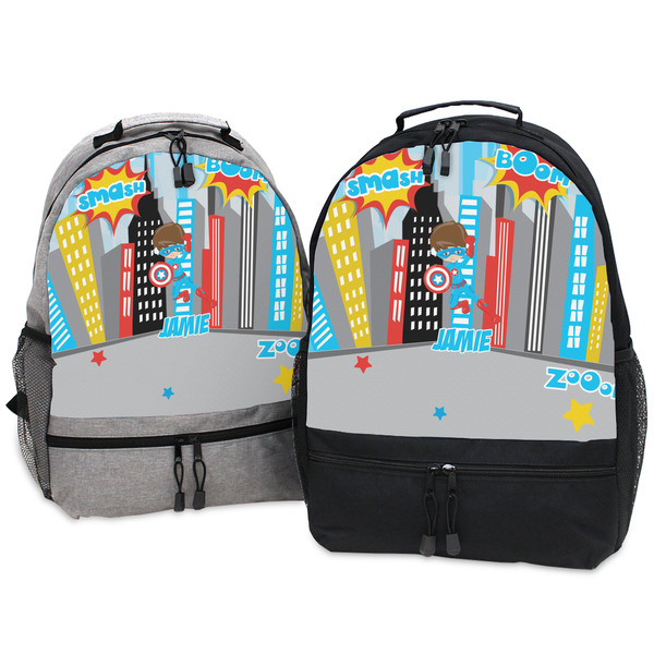 Superhero in the City Large Backpacks - Both