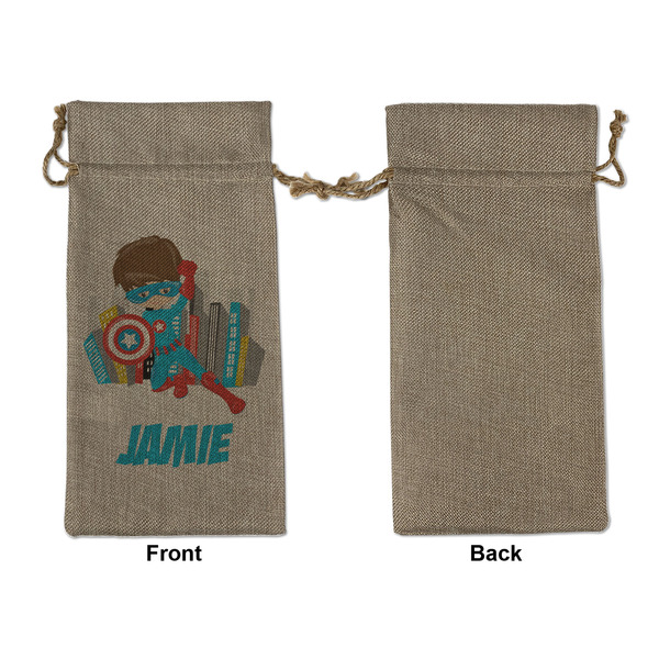 Superhero in the City Large Burlap Gift Bags - Front Approval