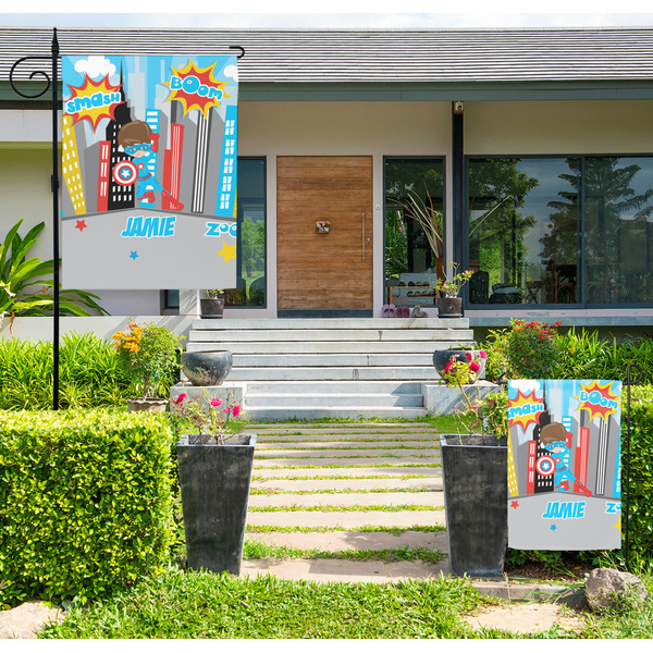 Superhero in the City Large Garden Flag - LIFESTYLE