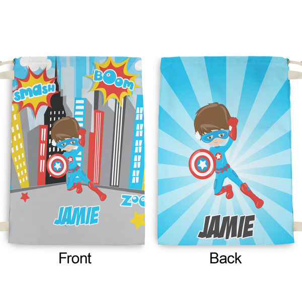 Superhero in the City Large Laundry Bag - Front & Back View