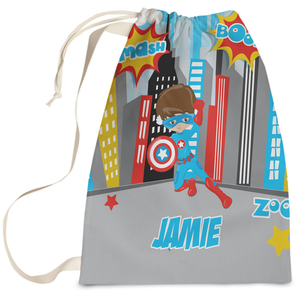 Custom Superhero in the City Laundry Bag (Personalized)
