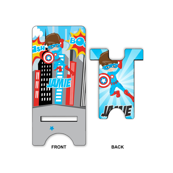 Superhero in the City Large Phone Stand - Front & Back