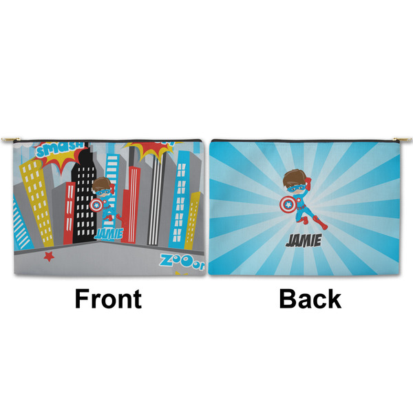Superhero in the City Large Zipper Pouch Approval (Front and Back)