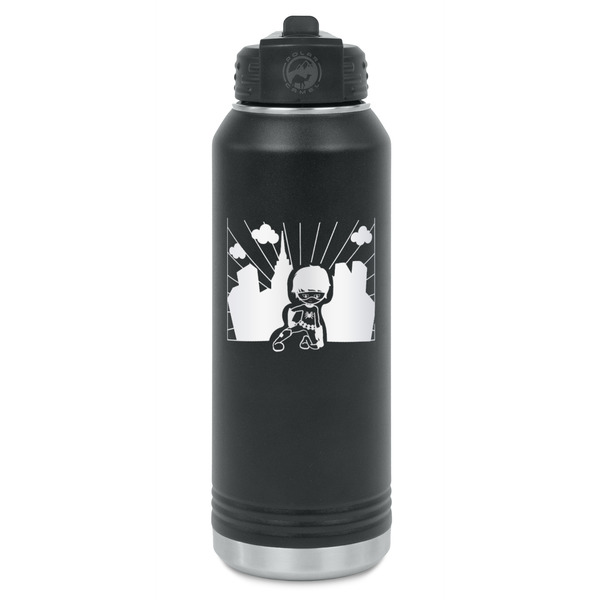Custom Superhero in the City Water Bottles - Laser Engraved