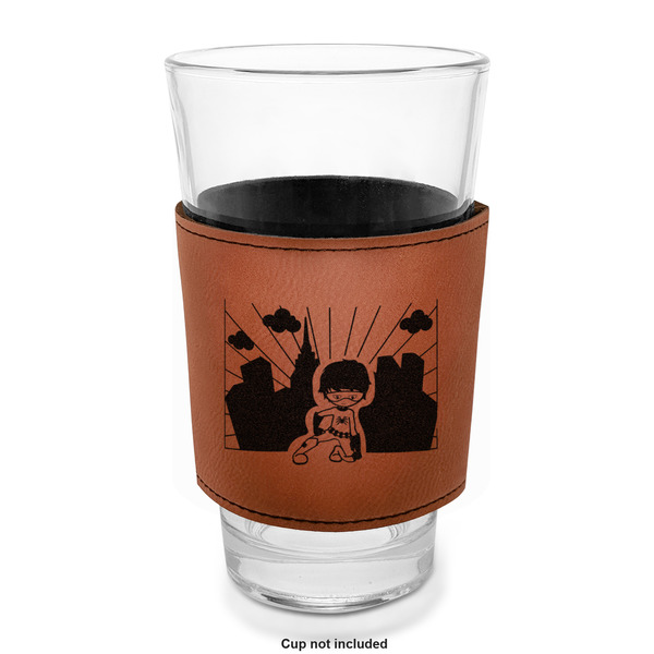 Superhero in the City Laserable Leatherette Mug Sleeve - In pint glass for bar