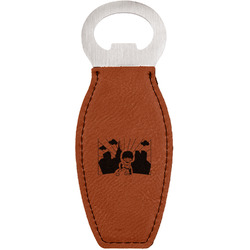 Superhero in the City Leatherette Bottle Opener - Double Sided (Personalized)
